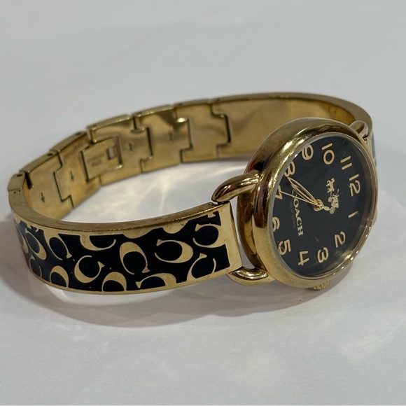 Coach Signature Black & Gold Enamel Bracelet Watch Ladies RARE New Battery Dec24 - Picture 1 of 13